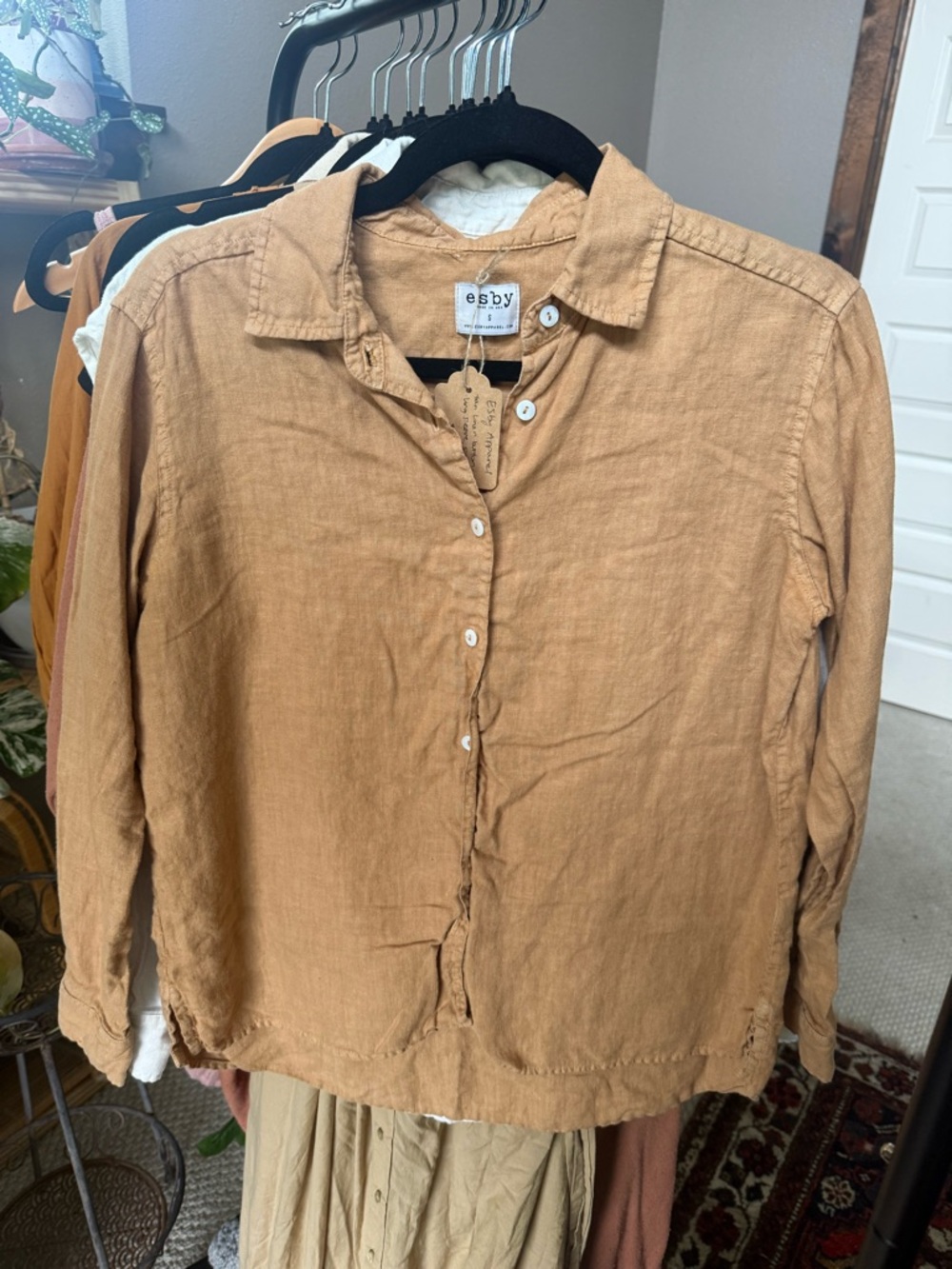 Esby Apparel Tan Linen Shirt, size S